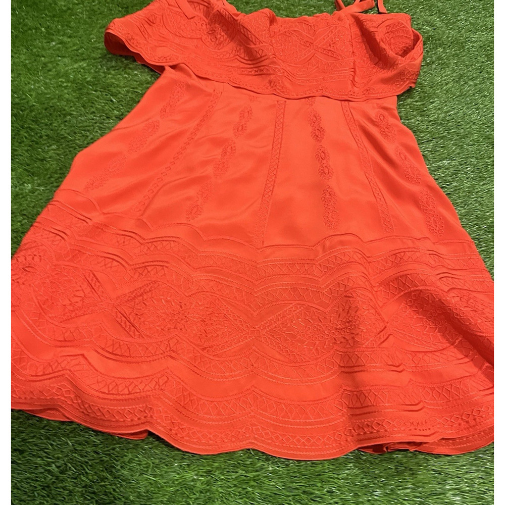 PARKER Nia Orange Silk Embroidered Lace Popover Party Dress Small NEW $398 - Picture 5 of 13